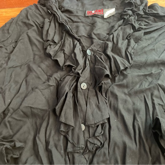 morbid threads hot topic mall y2k long sleeve button down ruffle shirt XL - Picture 3 of 5